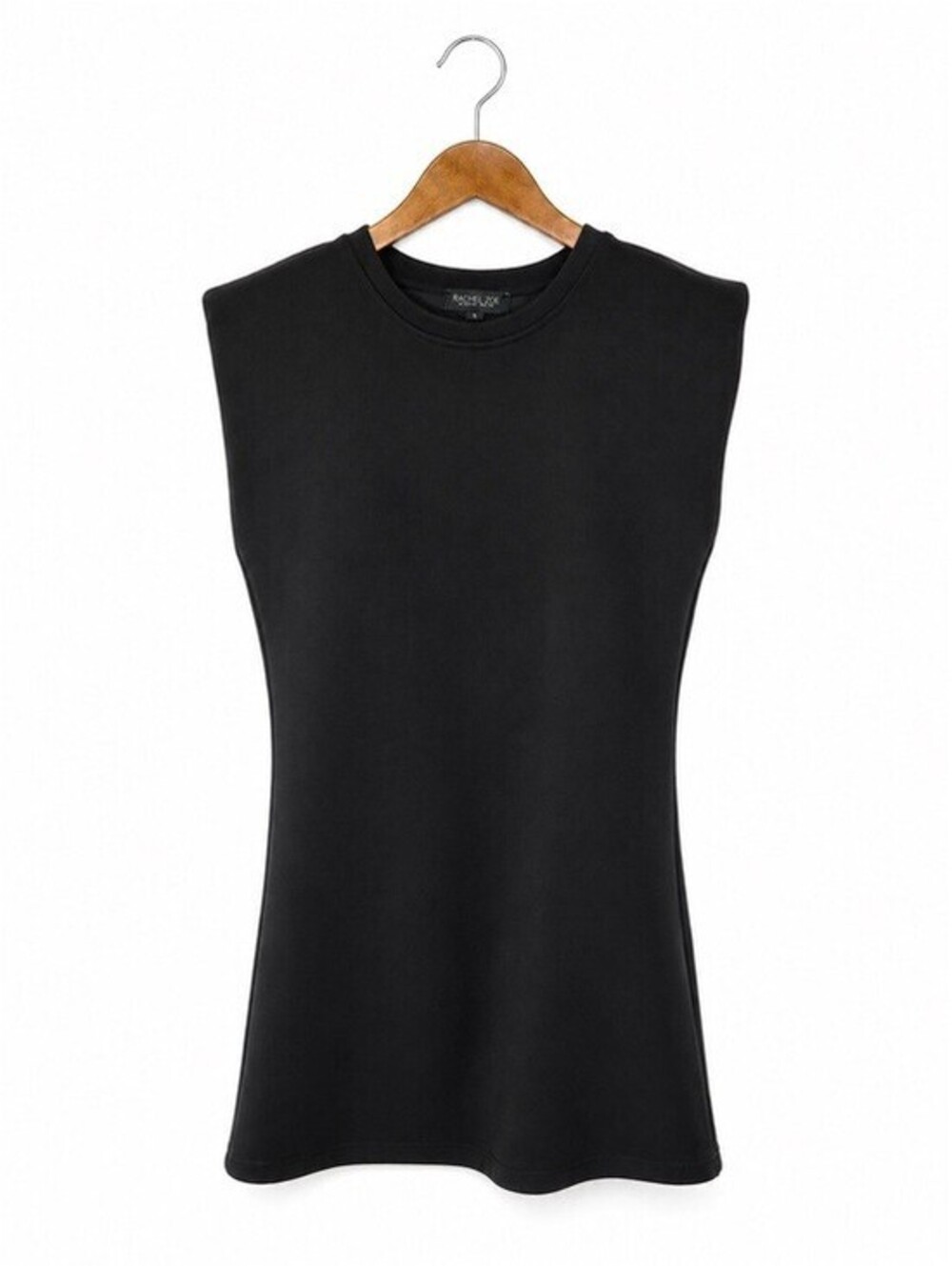 Rachel Zoe Women's Black Padded Shoulder Ponte Mini Shift Dress Small
